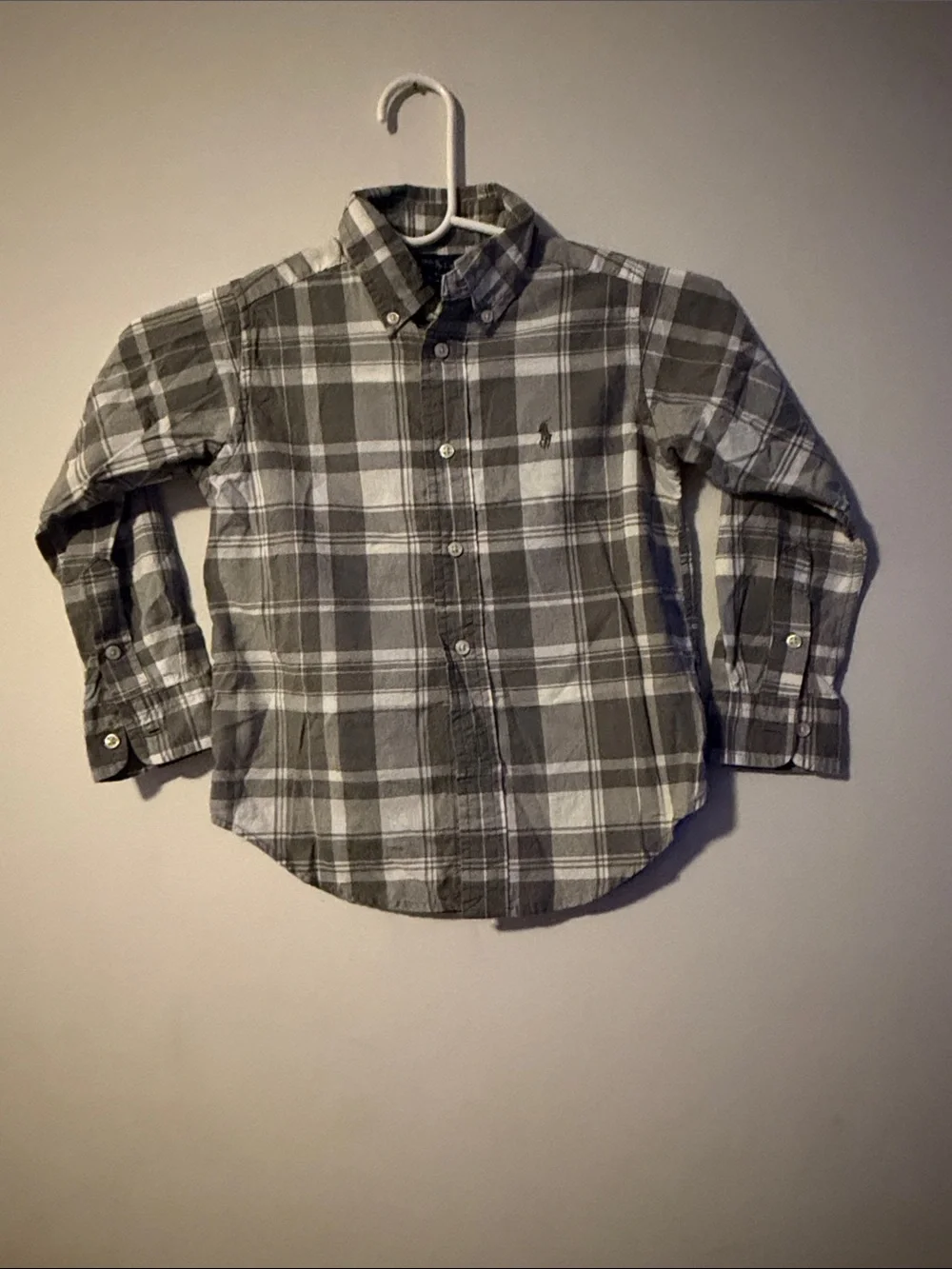 Ralph Lauren Gray Plaid Button-Down Shirt for Kids